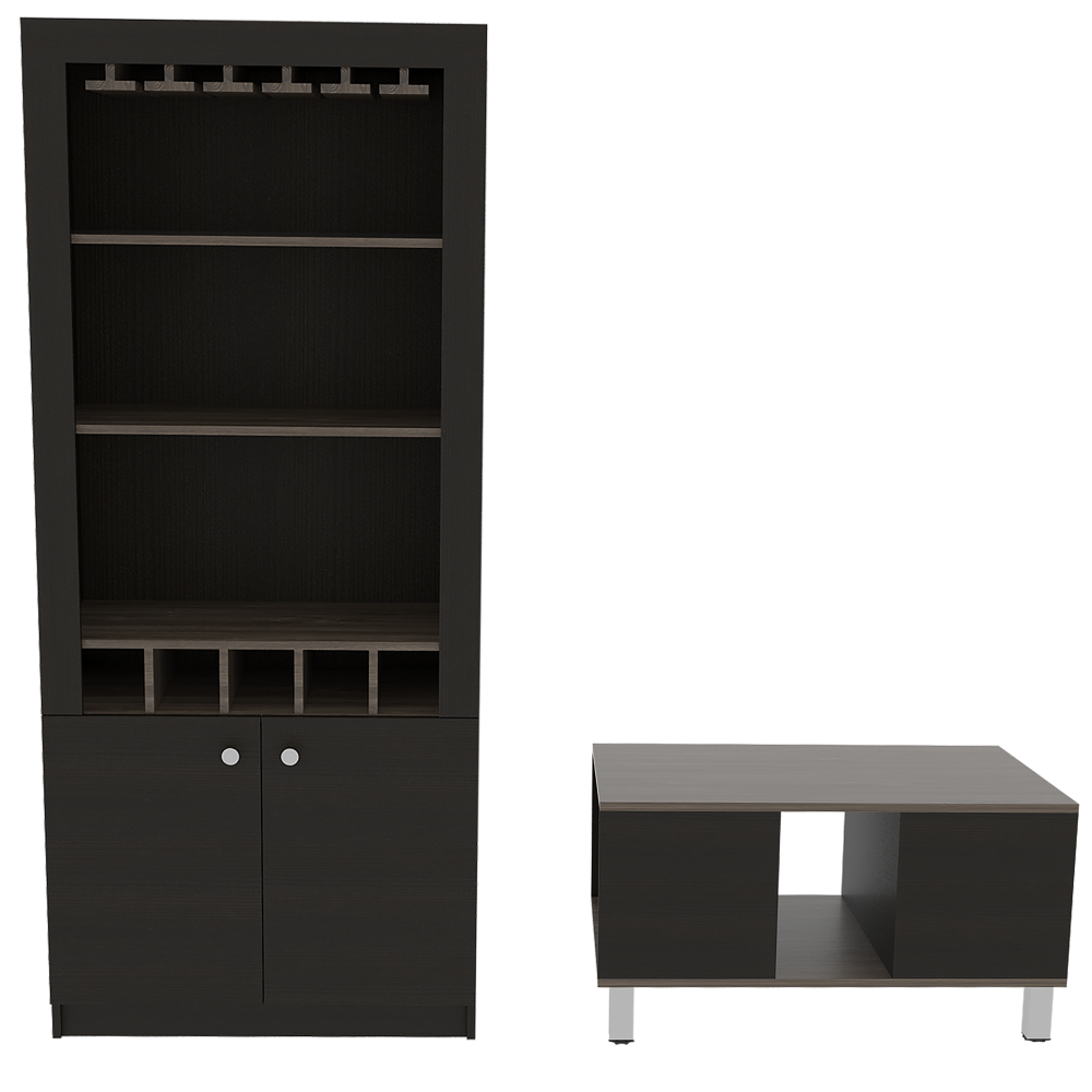 Mesa + Bar Color Siena Caramelo y Wengue Para Sala De Estar